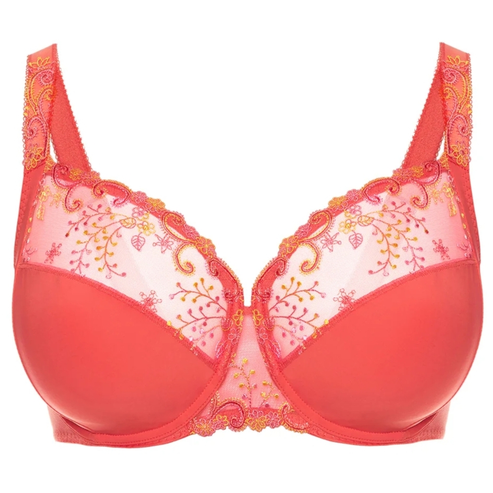 NWT Simone Perele delice full cup support underwire bra mango embroidered fairy